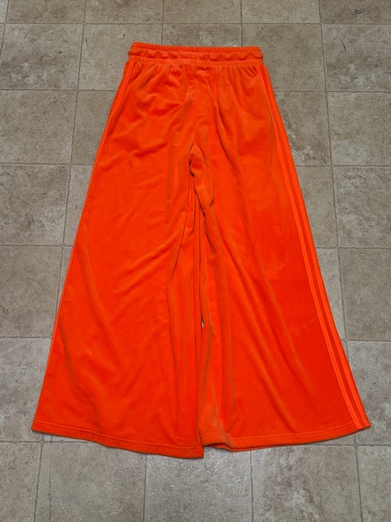 Adidas X Jeremy Scott Orange Soft Velour Wide Leg Long Track Pants Medium - Picture 6 of 10
